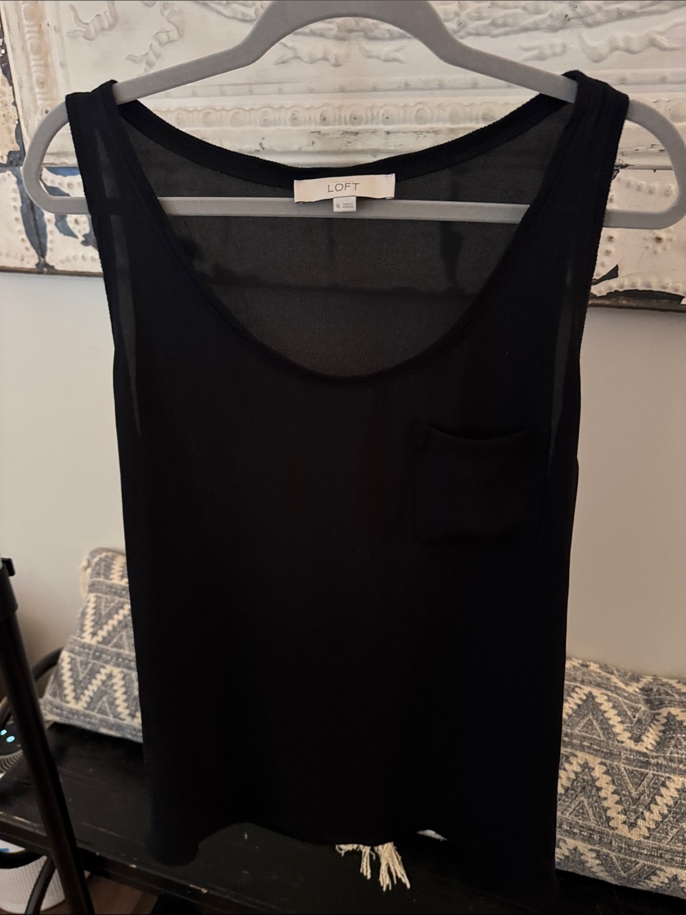 LOFT Black Sheer Pocket Tank